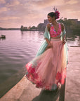 Gul Pastel Pink Floral Lehenga Set