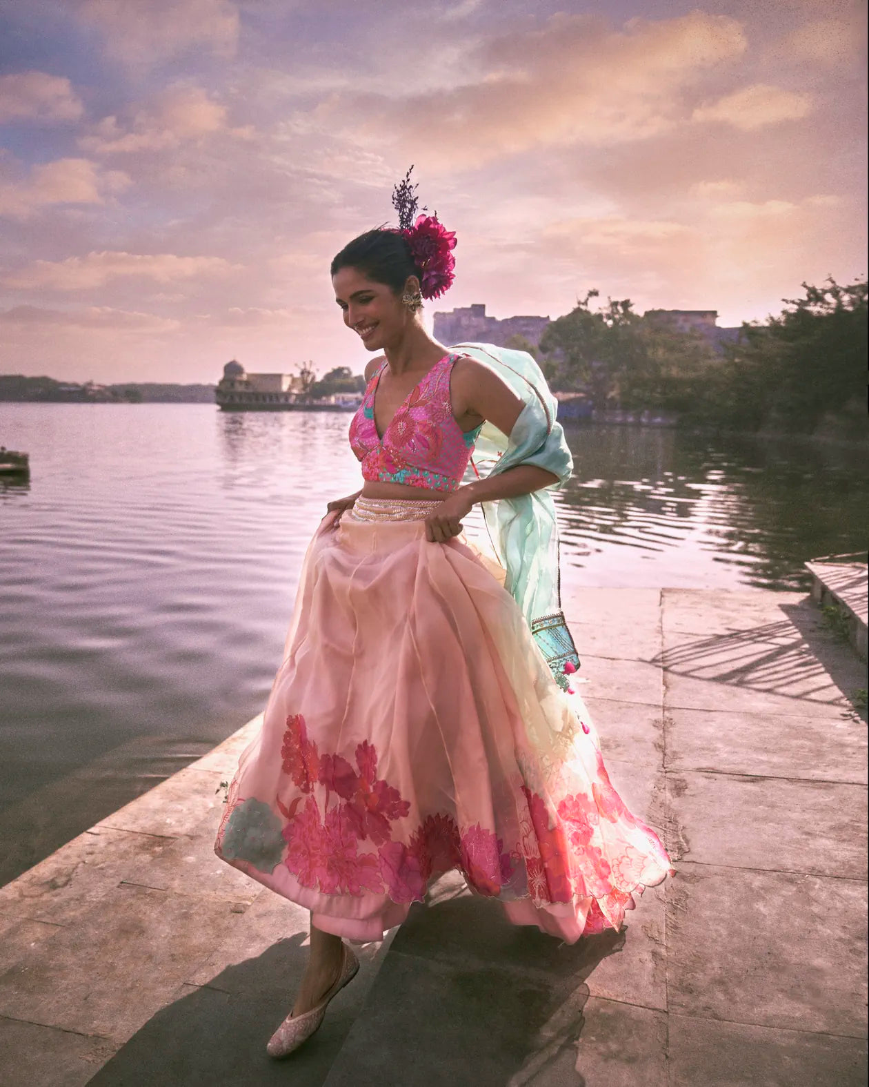 Gul Pastel Pink Prerna Mehra Floral Lehenga Set