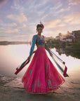 Gul Fushia Rose Pink Floral Lehenga Set