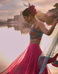 Gul Fushia Rose Pink Floral Lehenga Set