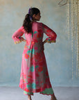 Gul Bright Pink Printed Front Pleat Kurta Set