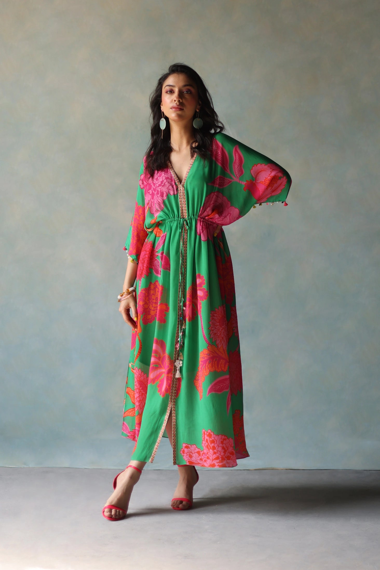 Gul Green Kaftan Dress