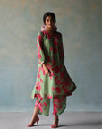 Gul Sage Green - Pink Printed Puckering Kurta Set