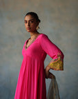 Gul Hot Pink Bell Sleeve Vaani Kapoor Crepe Kurta Set
