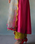 Gul Hot Pink Bell Sleeve Vaani Kapoor Crepe Kurta Set