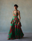 Gul Green Crepe Peplum Sharara Set