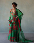 Gul Green Crepe Peplum Sharara Set
