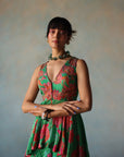 Gul Green Crepe Peplum Sharara Set