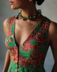 Gul Green Crepe Peplum Sharara Set