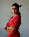 Gul Red- Hot Pink Silk Sharara Set