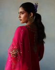 Gul Red- Hot Pink Silk Sharara Set