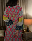 Pink Mehzabeen Print Velevt Kurta Set