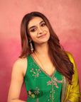 Keerthi Suresh Bottle Green Kurta Set
