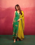 Keerthi Suresh Bottle Green Kurta Set