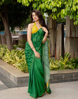 Krithi Shetty Green Stripe Crepe Embroidered Sari Set