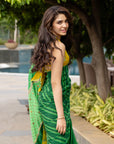 Krithi Shetty Green Stripe Crepe Embroidered Sari Set