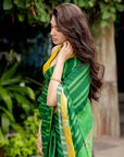 Krithi Shetty Green Stripe Crepe Embroidered Sari Set