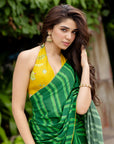 Krithi Shetty Green Stripe Crepe Embroidered Sari Set