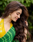 Krithi Shetty Green Stripe Crepe Embroidered Sari Set