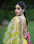 Janhvi Kapoor Bright Lime Short Sequins Kurti Set