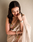 Nisha Aggarwal Ivory Tissue Saree
