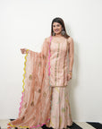Khel Nude Pink Embroidered Gharara Set