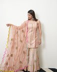 Khel Nude Pink Embroidered Gharara Set