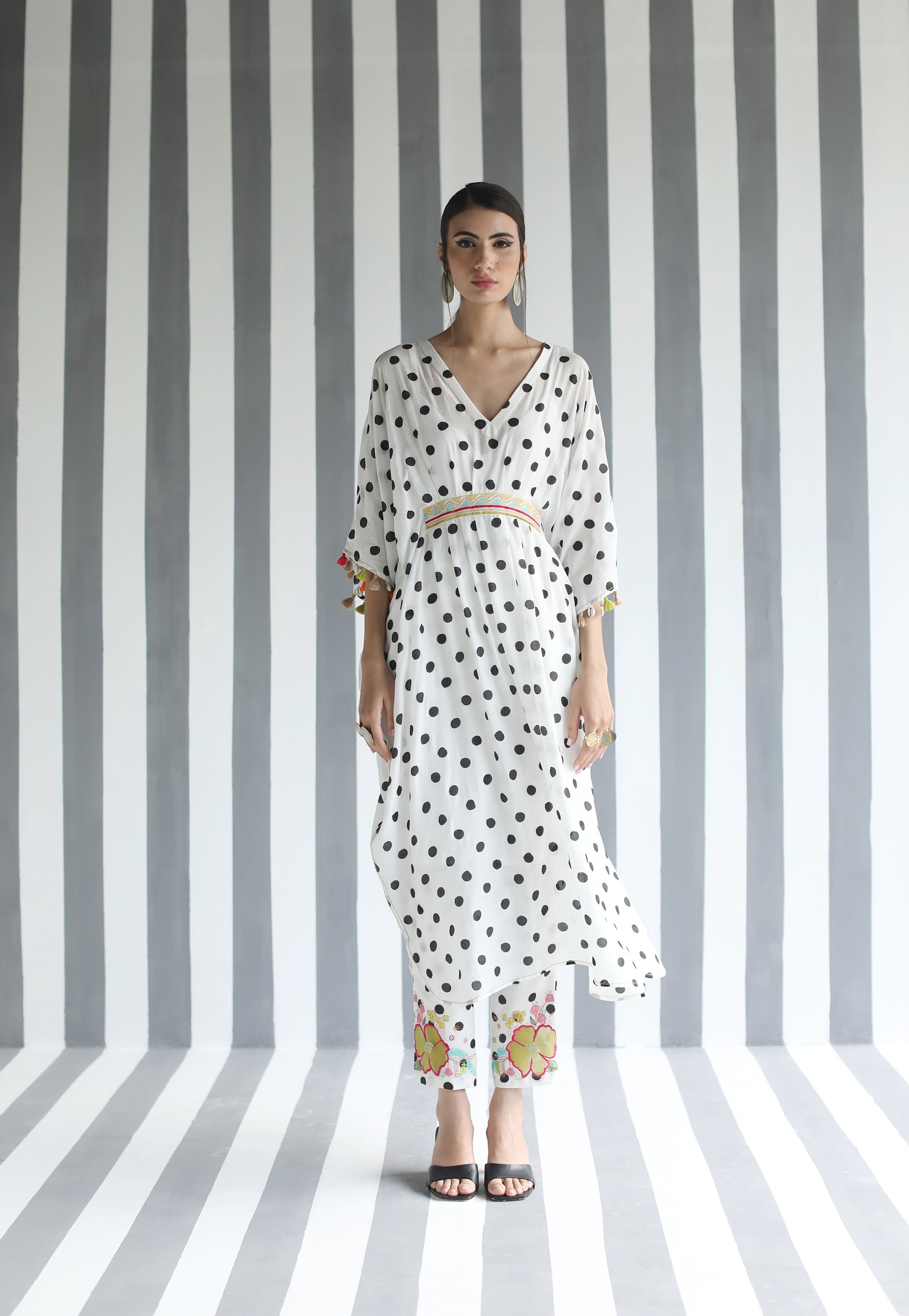 Love To Dot Kaftan Set For Women Designer Polka Dot Kaftan