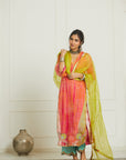 Fushia - Orange Organza Kurta Set