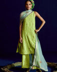 Mastani Scallop Sap Green Embroidered Silk Kurta Set
