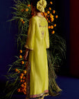 Mastani Yellow Tissue Carnation Jaal Kaftan Dress
