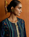 Mastani Teal Blue Stripes Kurta Set