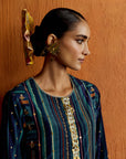 Mastani Teal Blue Stripes Kurta Set