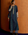 Mastani Teal Blue Stripes Kurta Set