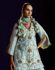 Mastani Powder Blue Tissue Carnation Jaal Gharara Set