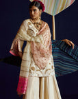 Mastani Ivory Tissue Carnation Jaal Gharara Set