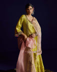 Mastani Yellow Tissue Jaal Gharara Set