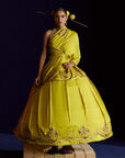 Mastani Yellow Silk Laap Boota Saree Set