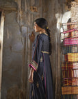 Nadira Black Silk Butti Back Yoke Kurta Set