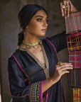 Nadira Black Silk Butti Back Yoke Kurta Set