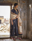 Nadira Black Silk Butti Back Yoke Kurta Set