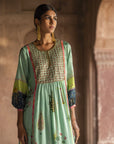 Nadira Powder Blue Front Puckering Kurta Set