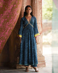Nadira Teal Tree Bell Sleeve Kurta Set