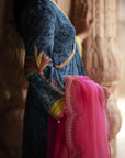 Nadira Teal Tree Bell Sleeve Kurta Set
