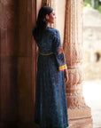 Nadira Teal Tree Bell Sleeve Kurta Set