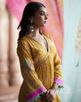 Nadira Yellow Tree Bell Sleeve Kurta Set