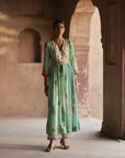 Nadira Powder Blue Pintuck Angrakha Kurta Set