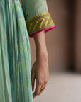 Nadira Powder Blue Pintuck Angrakha Kurta Set