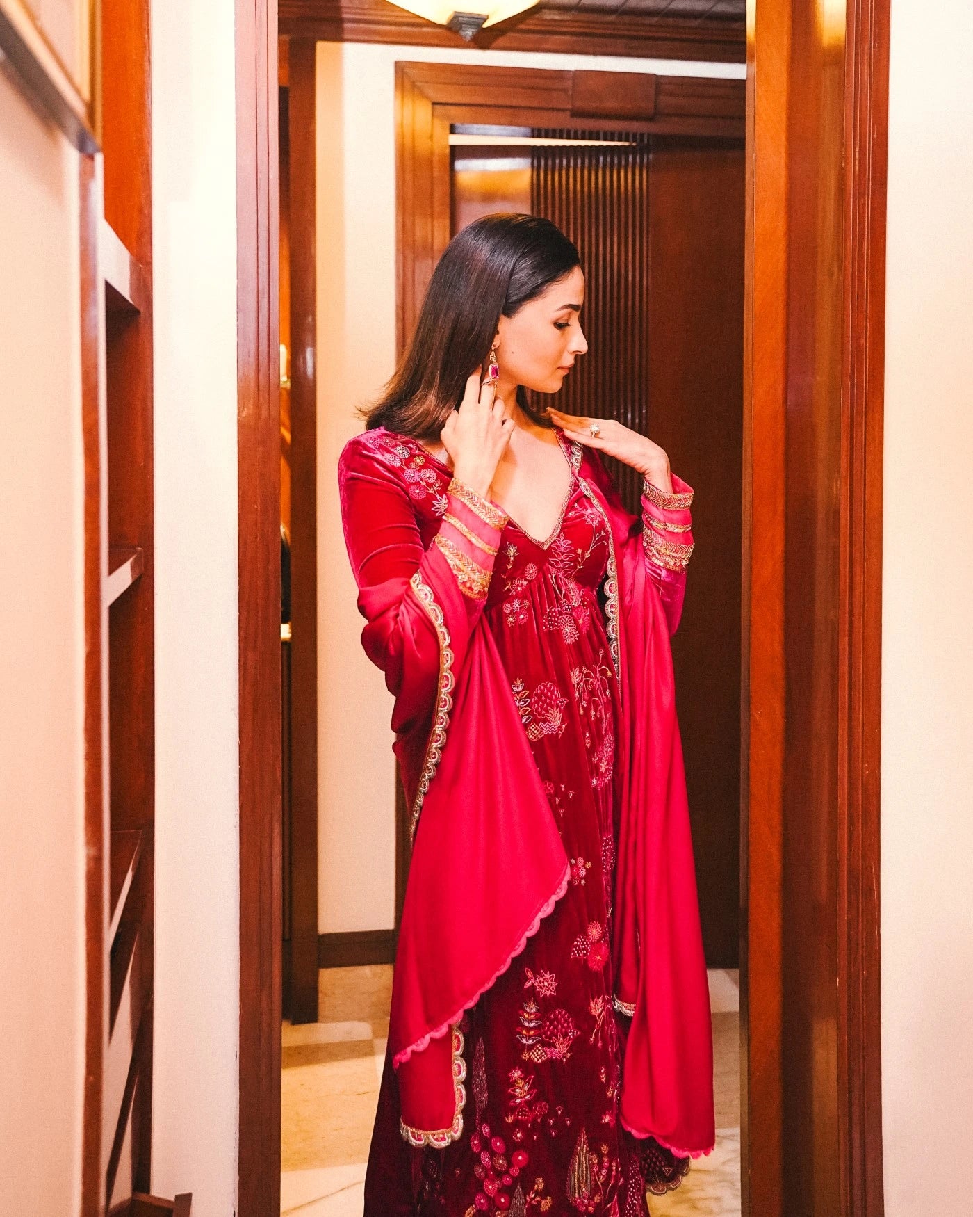 Nadira Jester Red Velvet Set