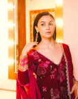 Nadira Jester Red Alia Bhatt Velvet Set